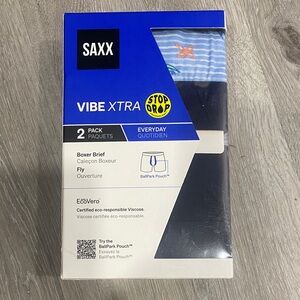 SAXX Vibe Xtra Boxer Briefs - Striped Blue and White